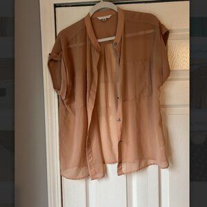 Cabi sheer nude button up blouse